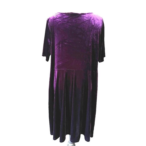 Joanna Hope Purple Velvet Maxi Dress Sz 24 Womens Plus Short Sleeve - Picture 2 of 9